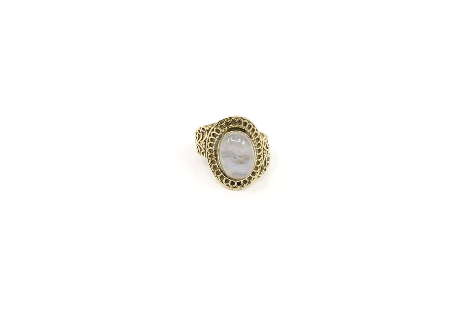 Messing Fingerring mit Mondstein