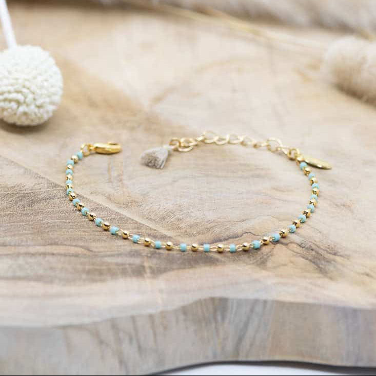 Armband Messing Vergoldet 24k mit Türkis