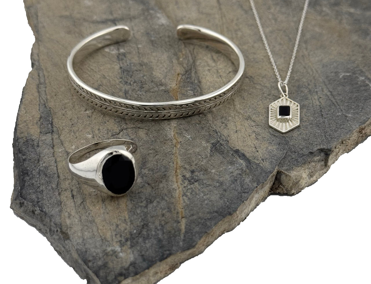 Silber Halskette Men Eclipse mit Onyx