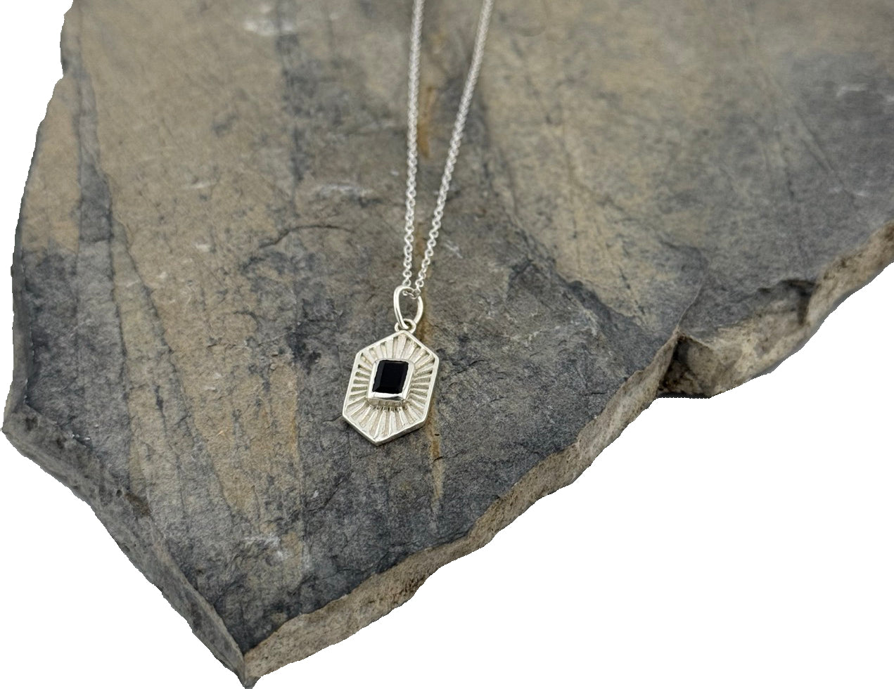 Herren Halskette Silber Onyx