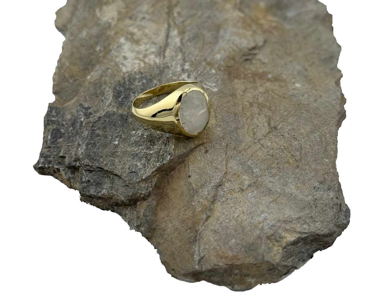 Herrenring Messing Mondstein