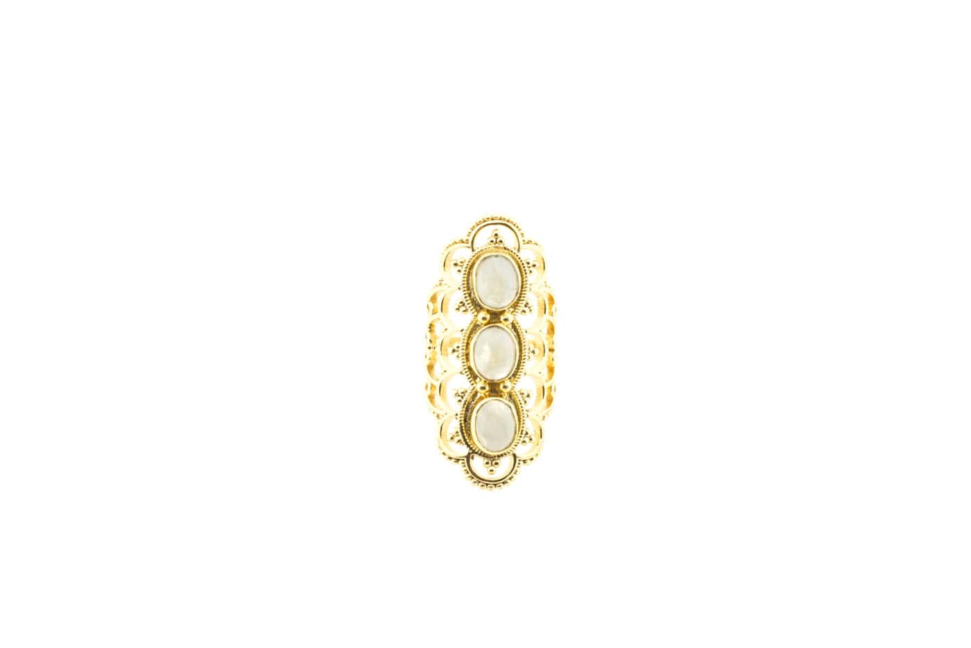 Ring Messing 24K vergoldet mit Halbedelstein Mondstein