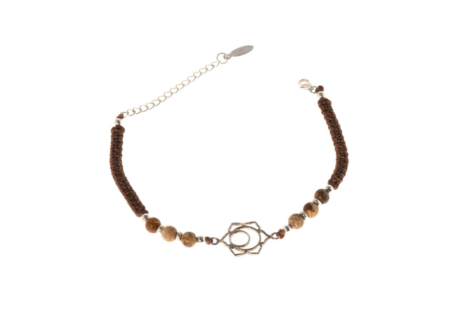 Makramee Armband Sakral-Chakra mit Halbedelstein Jaspis und Silber 925