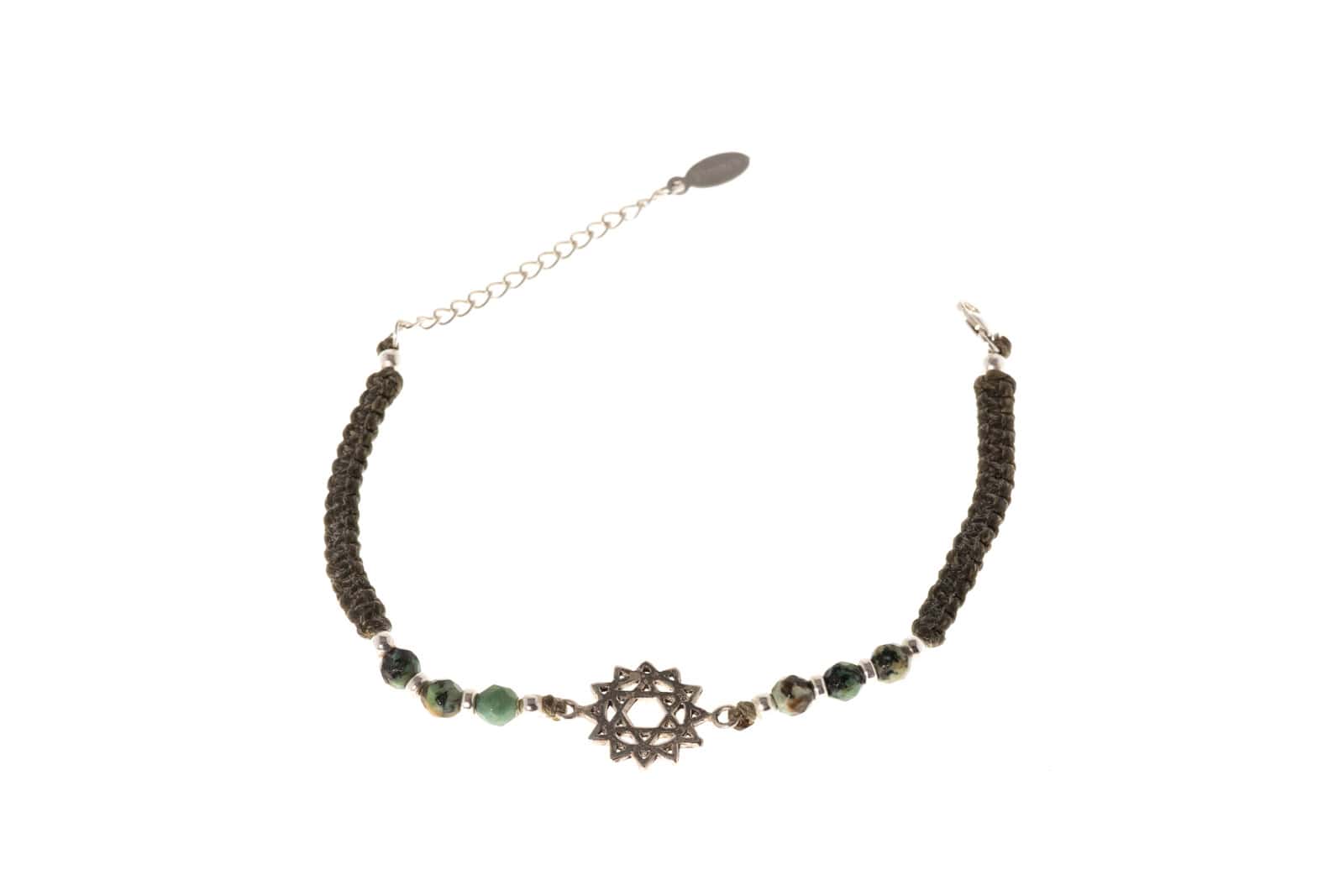 Makramee Armband Herz-Chakra mit Halbedelstein Afrikanisches Türkis