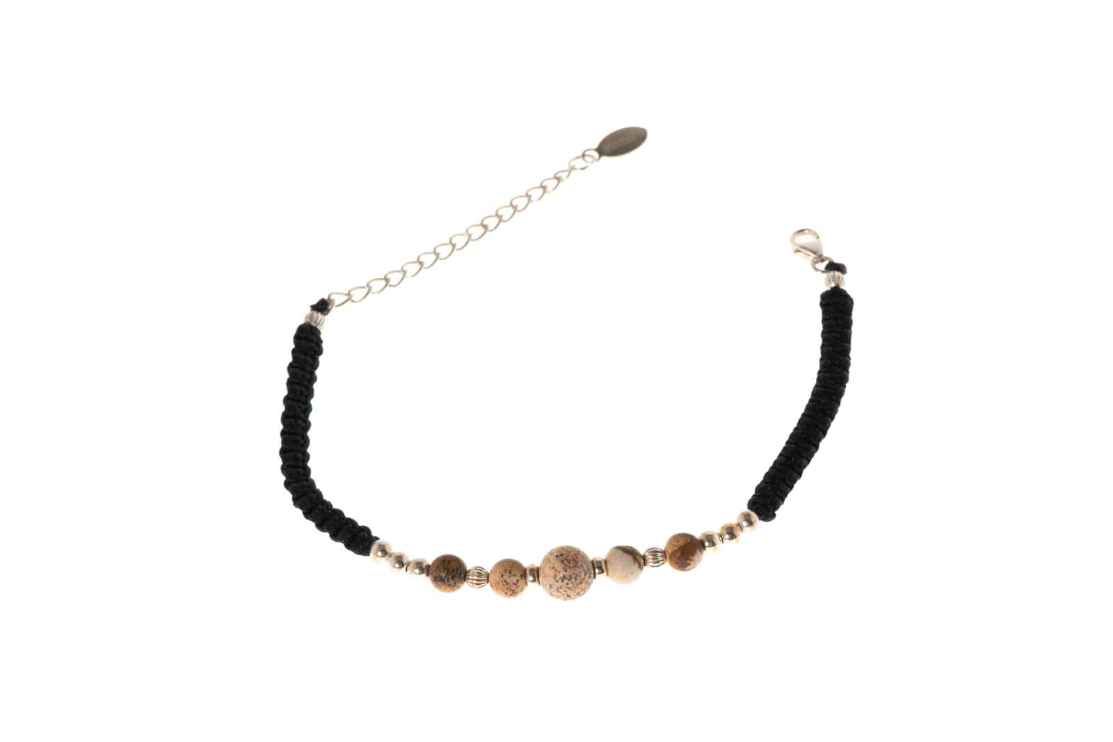 Makramee Armband in Silber 925 und Halbedelstein Jaspis