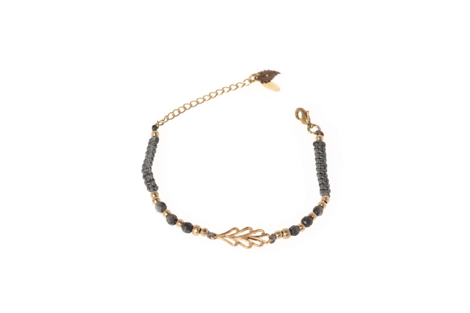 Makramee Armband mit Messing und Halbedelstein Larvikit
