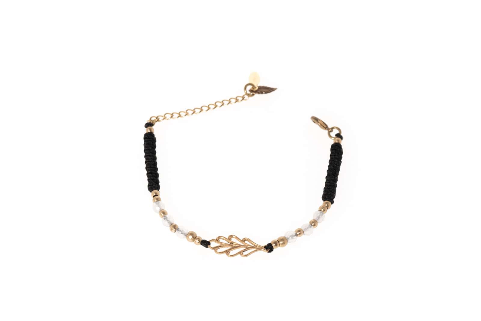 Makramee Armband mit Messing und Halbedelstein Mondstein