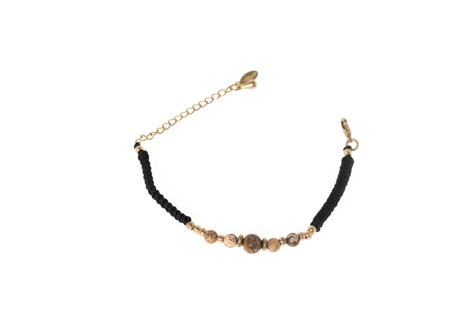 Makramee Armband mit Messing und Halbedelstein Jaspis