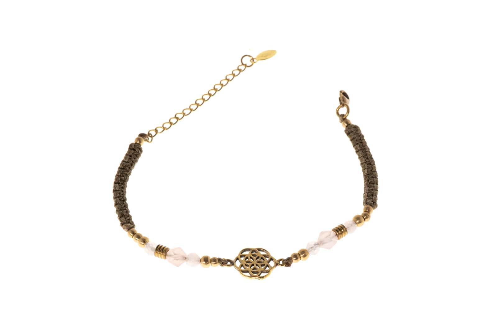 Macrame Bracelet Zaya Seed of Life with Rose Quartz