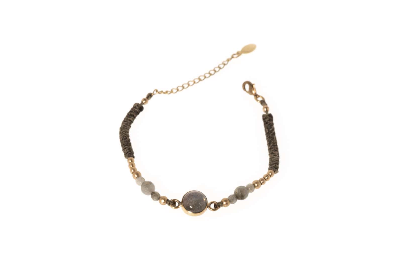 Makramee Armband Free Spirit mit Halbedelstein Labradorit