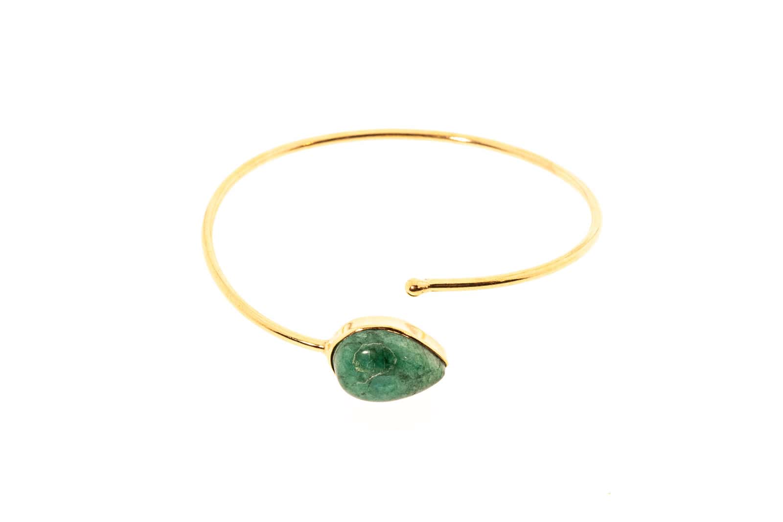 Armreif aus Messing 24k Vergoldet mit dem Halbedelstein Emerald G-B20