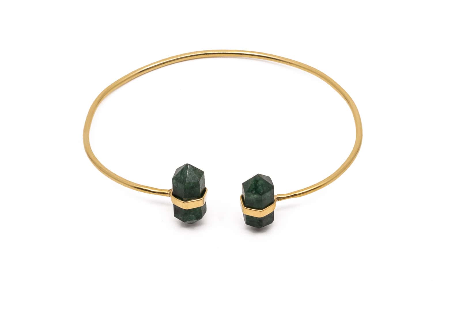 Messing Bangle 24k Vergoldet mit Aventurin