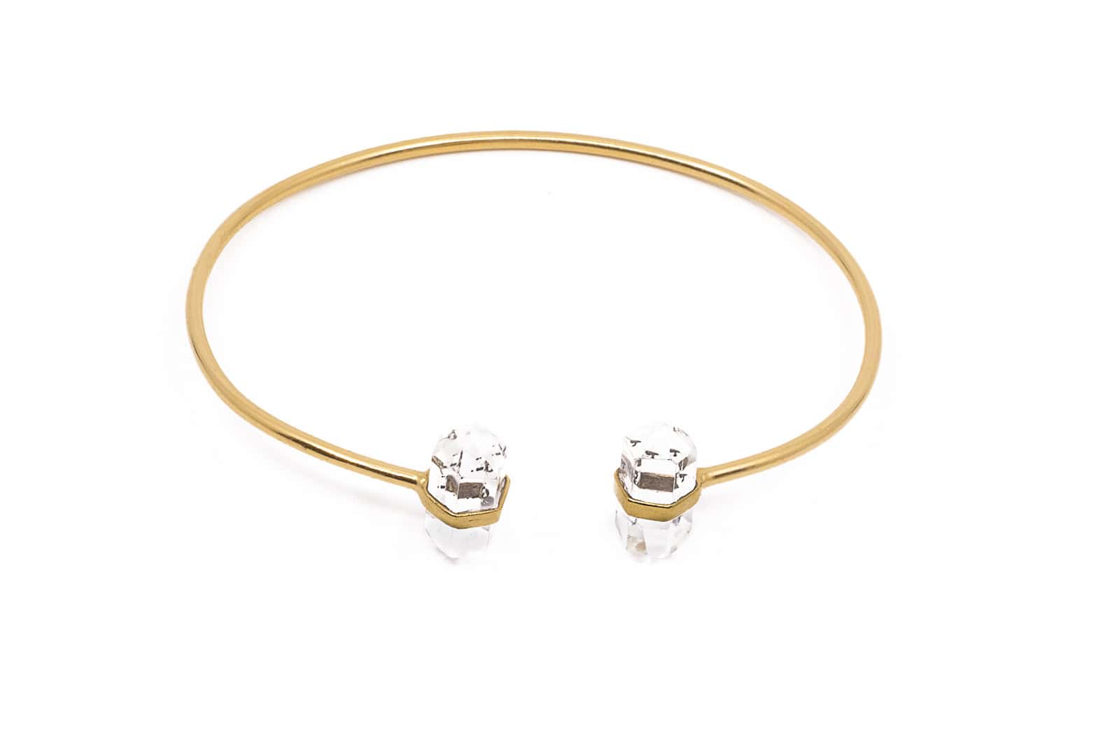 Bangle aus Messing 24k Vergoldet mit Bergkristall 