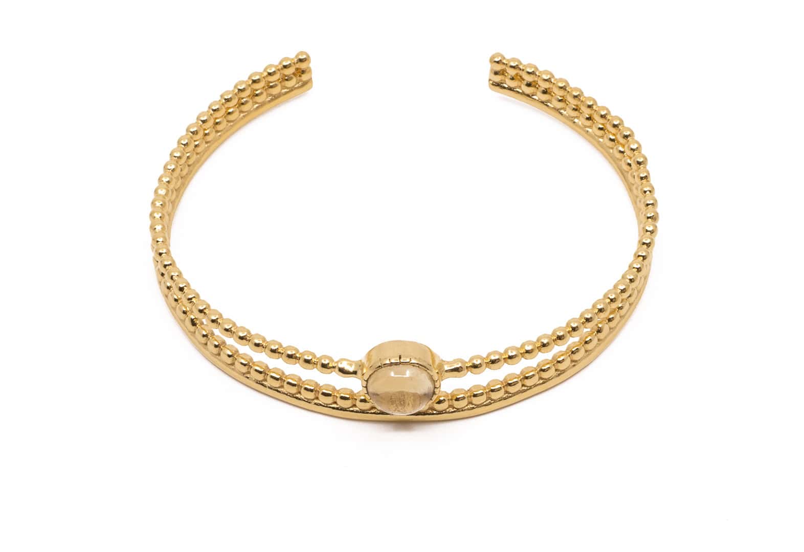 Bangle / Armreif aus Messing Vergoldet mit Halbedelstein Citrin