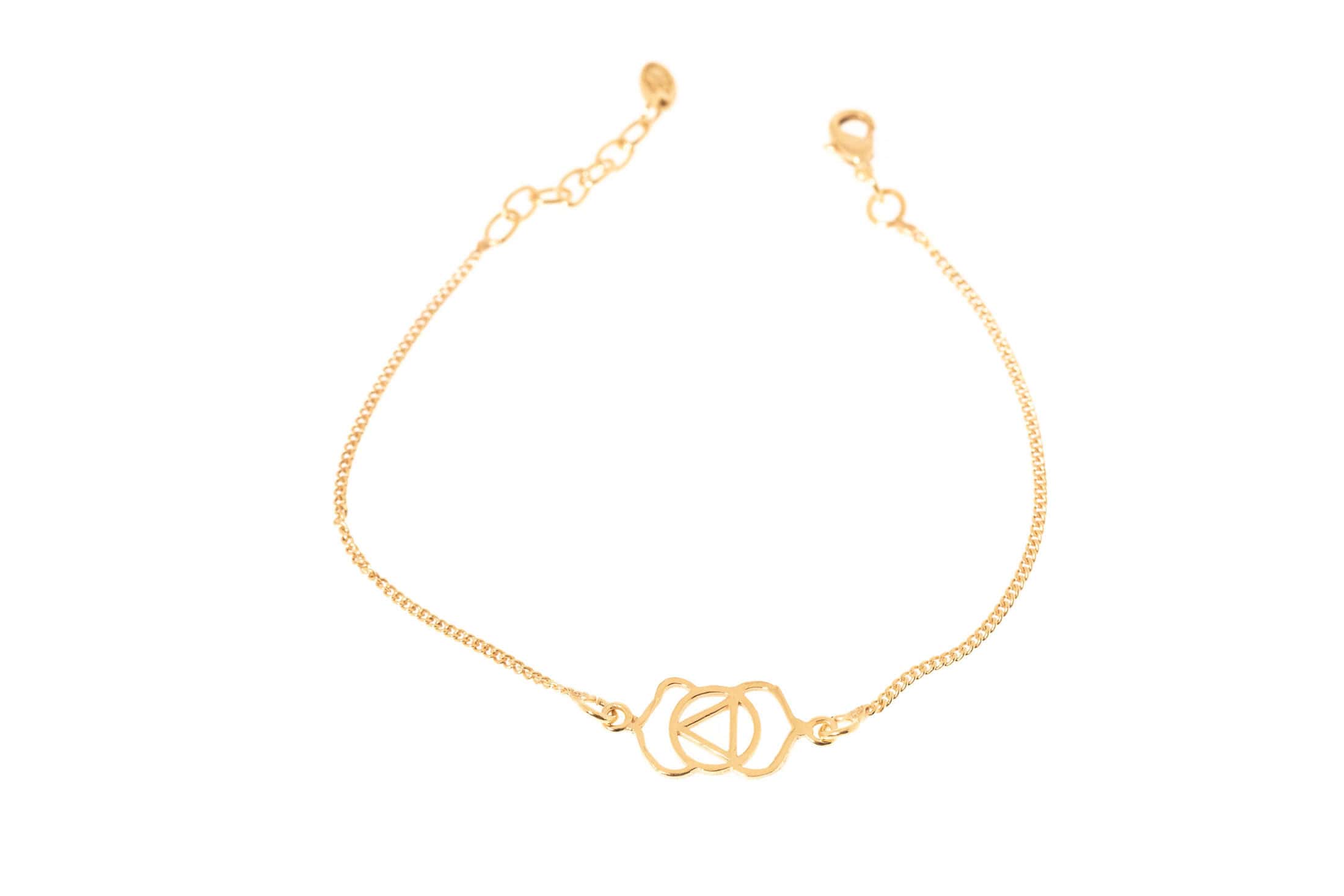 Armkette Messing 24K vergoldet mit 3. Auge-Chakra Symbol