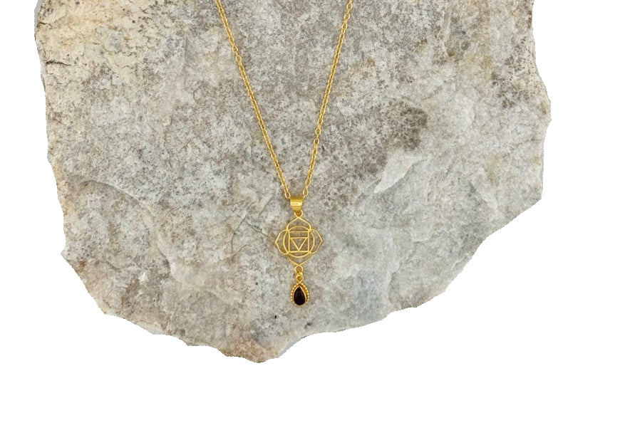 Halskette aus Messing 24k Vergoldet mit dem Kronen Chakra Symbol