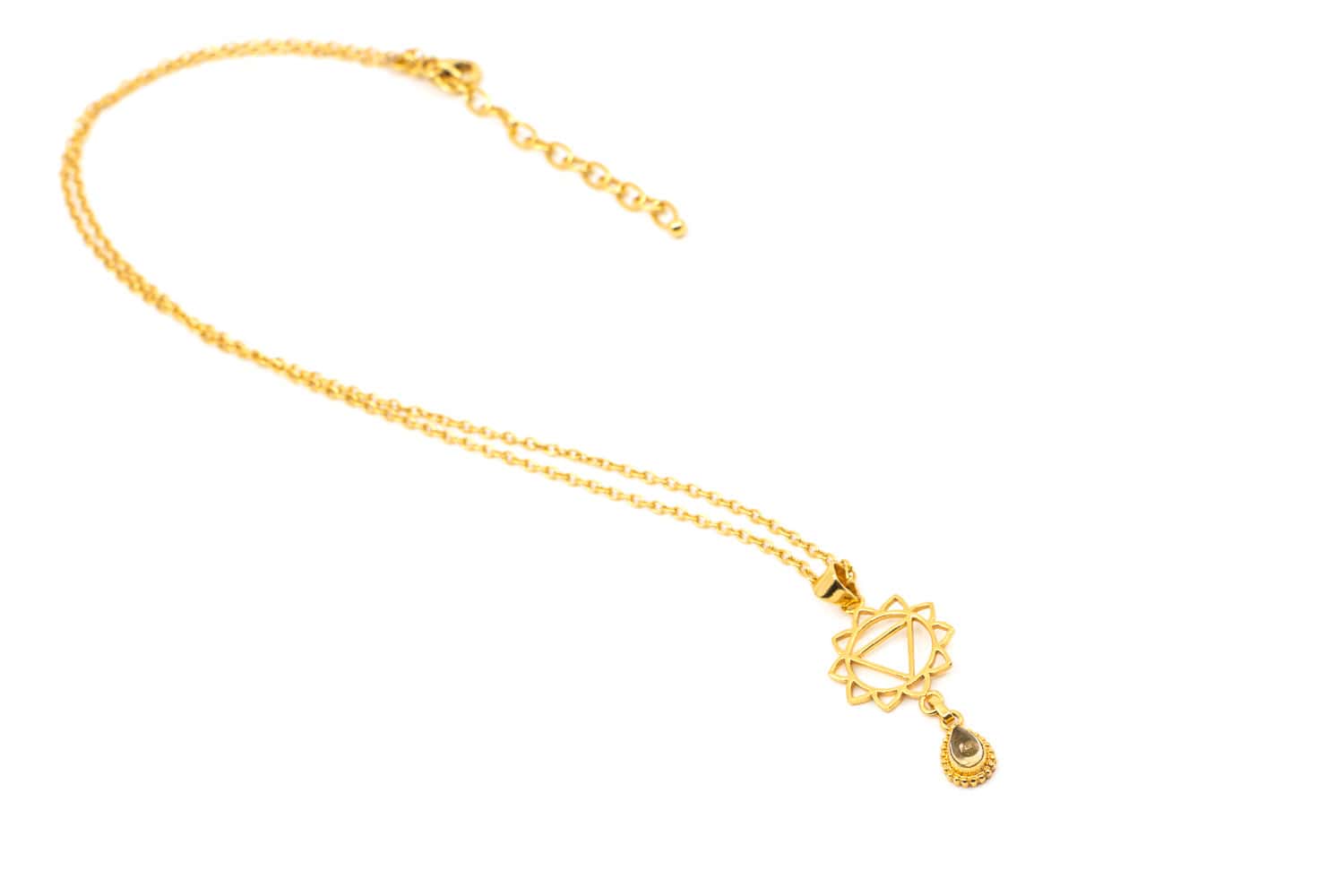 Halskette aus Messing 24k Vergoldet mit dem Solar Plexus Chakra Symbol