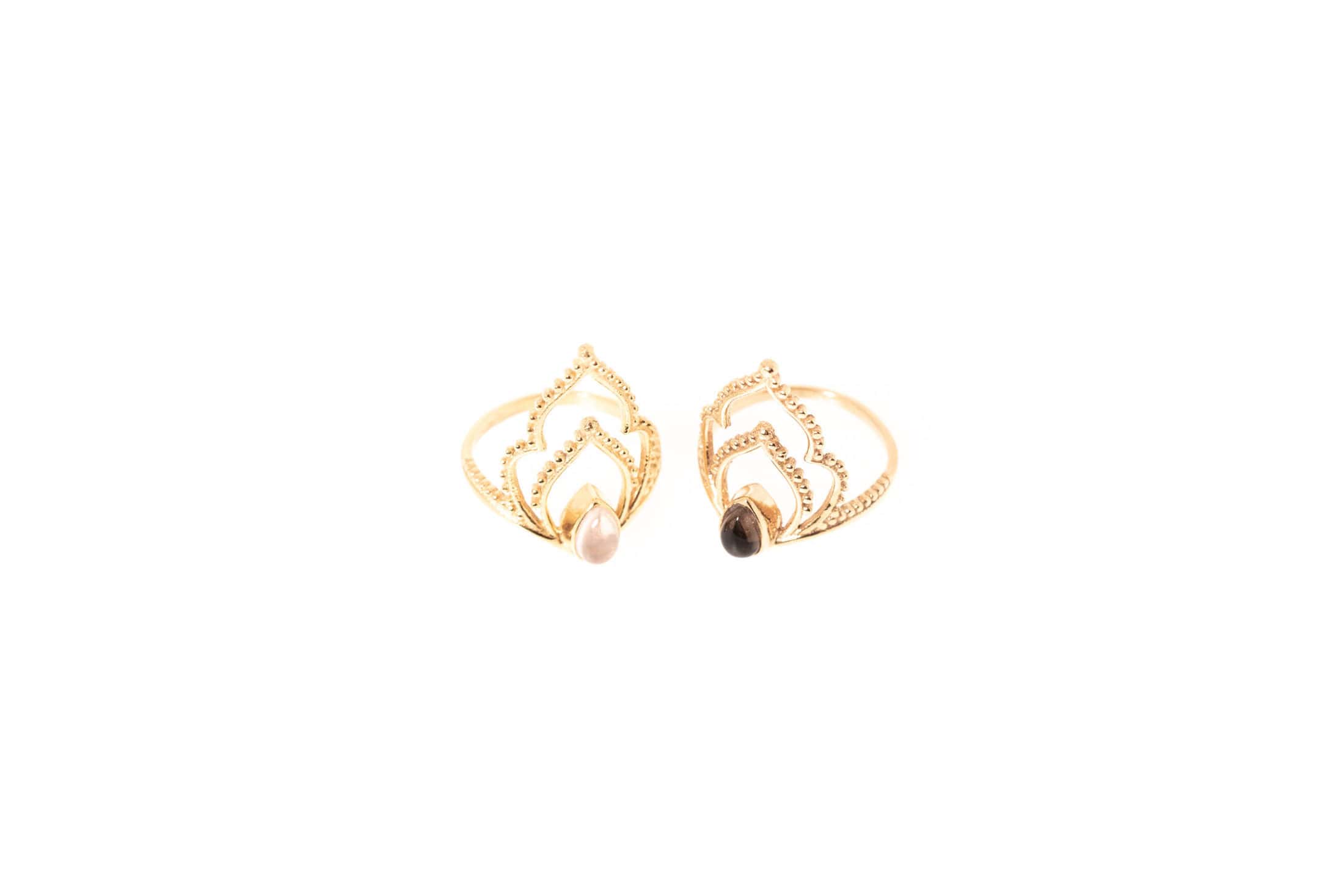 Fingerring aus Messing oder Sterling Silber 24k Vergoldet mit Halbedelstein G-R31