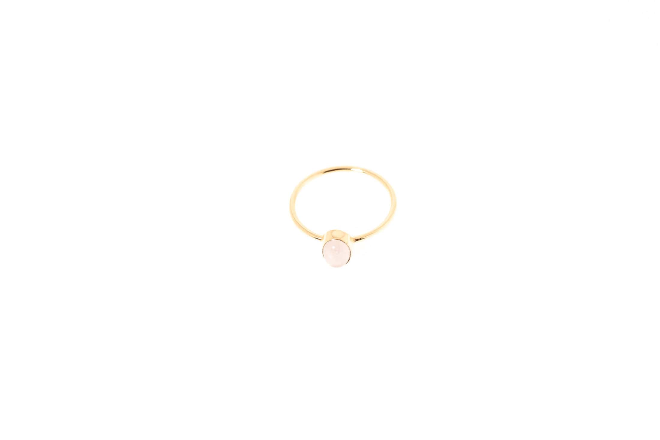 Bague Anima dorée avec quartz rose ou quartz fumé