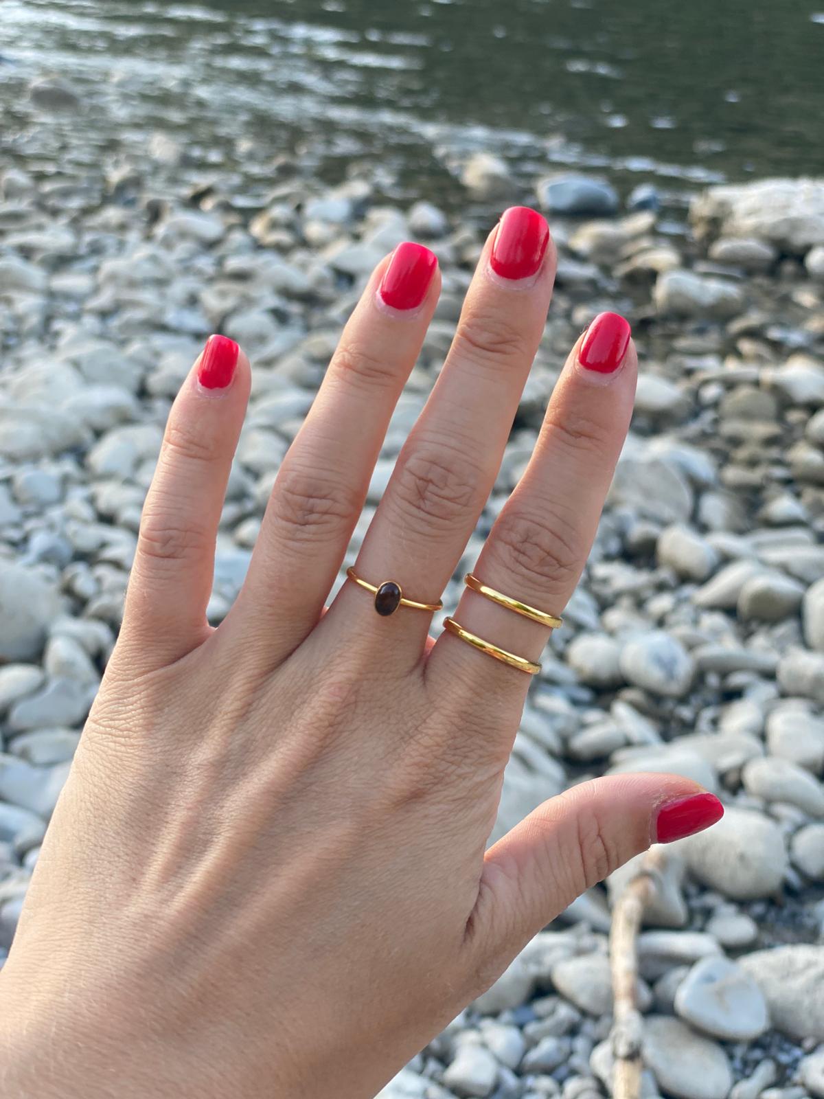 Bague Anima dorée avec quartz rose ou quartz fumé