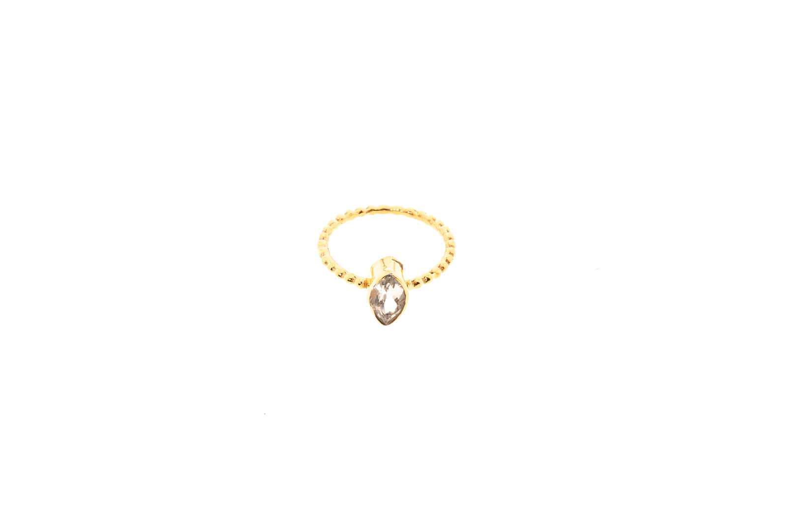 Ring aus Messing 24k Vergoldet mit dem Halbedelstein Bergkristall G-R49