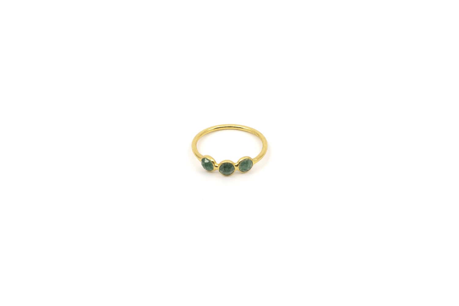 Messing Ring 24k Vergoldet mit Halbedelstein Amazonit