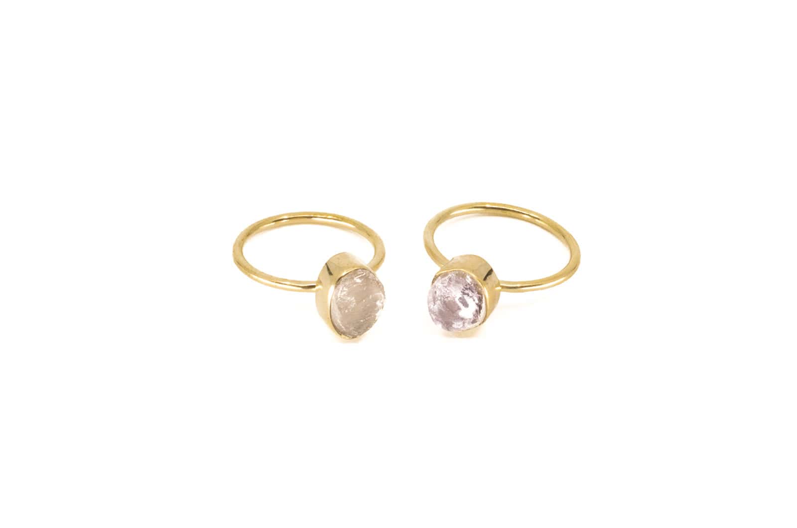 Messing Ring 24k Vergoldet mit Halbedelstein G-R57
