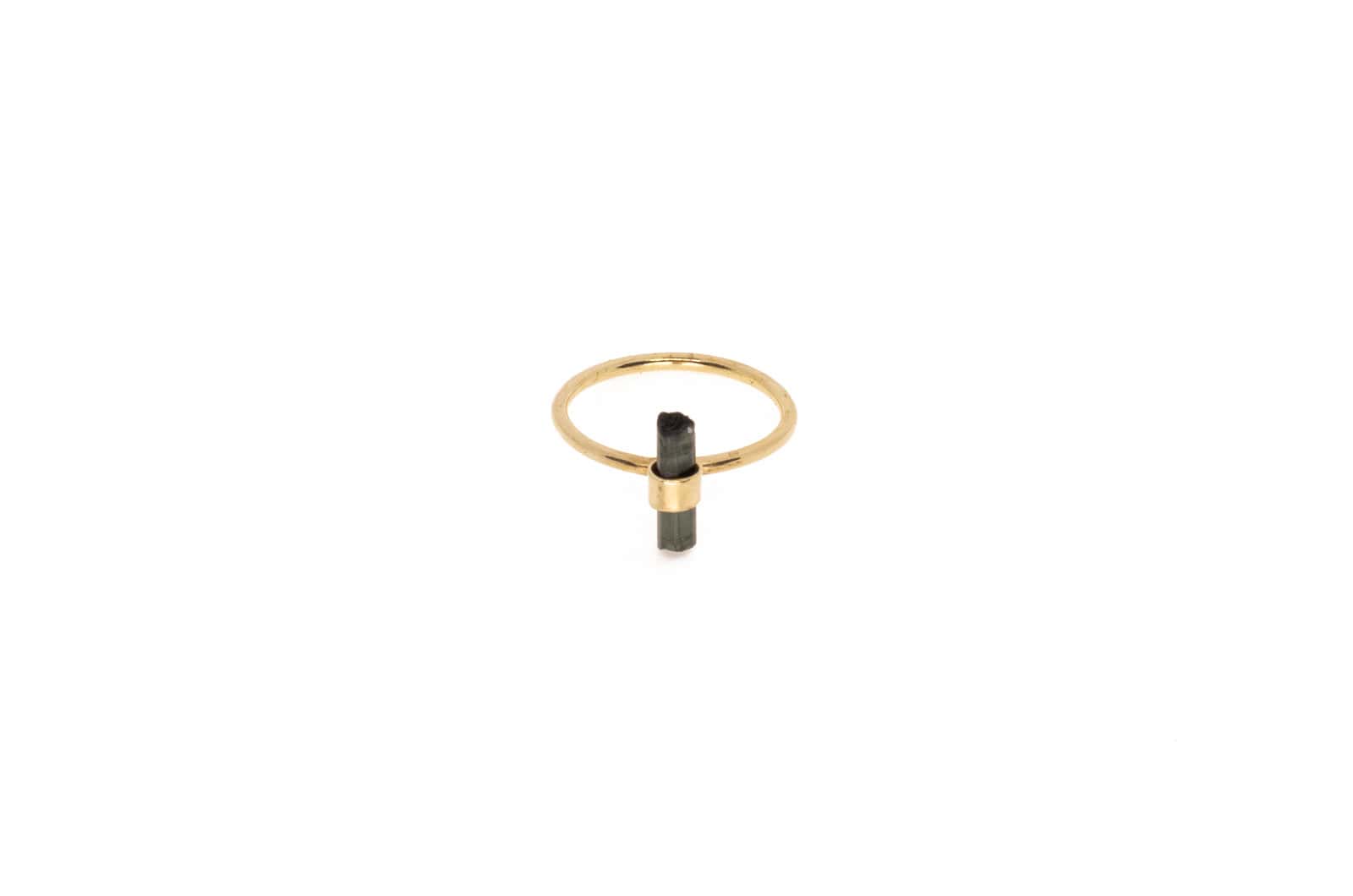 Messing Ring 24k Vergoldet mit Halbedelstein Turmalin