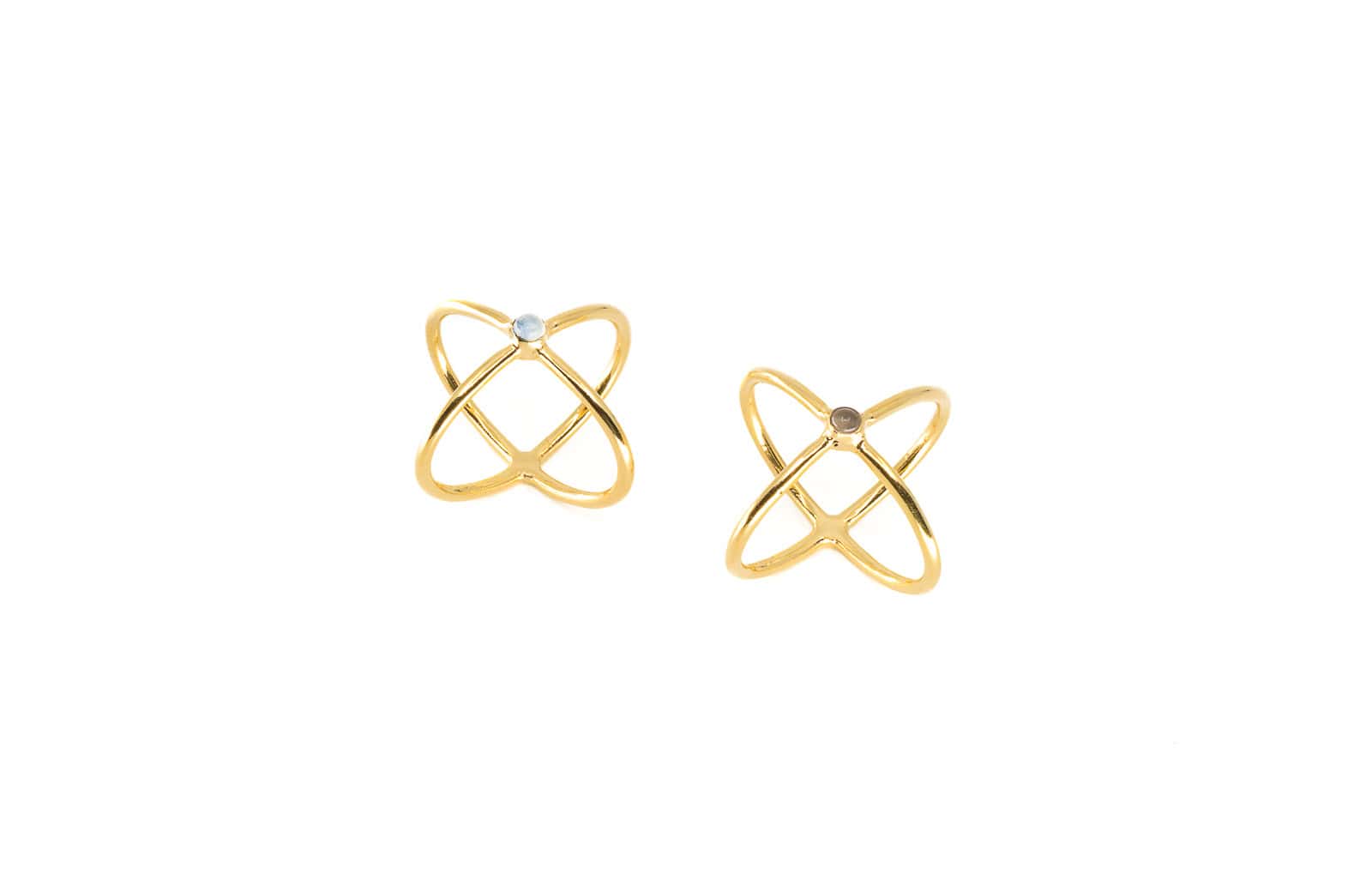 Fingerring aus Messing Vergoldet mit einem kleinen Halbedelstein