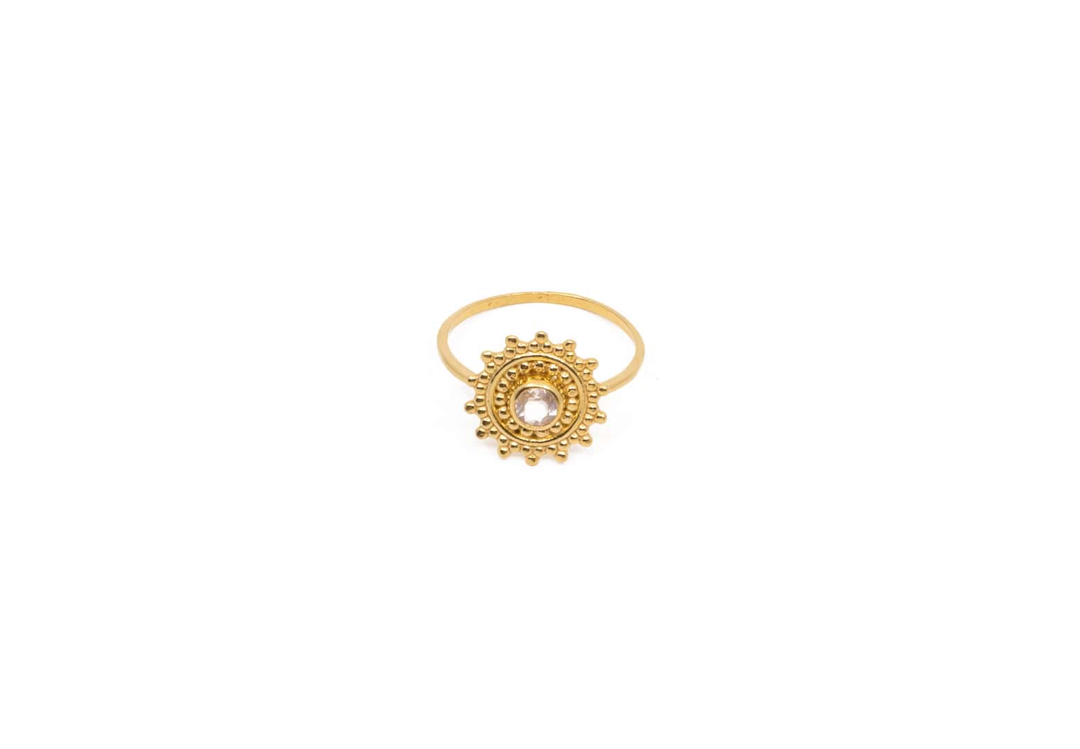 Bague Stella plaquée or 24 carats avec pierre semi-précieuse