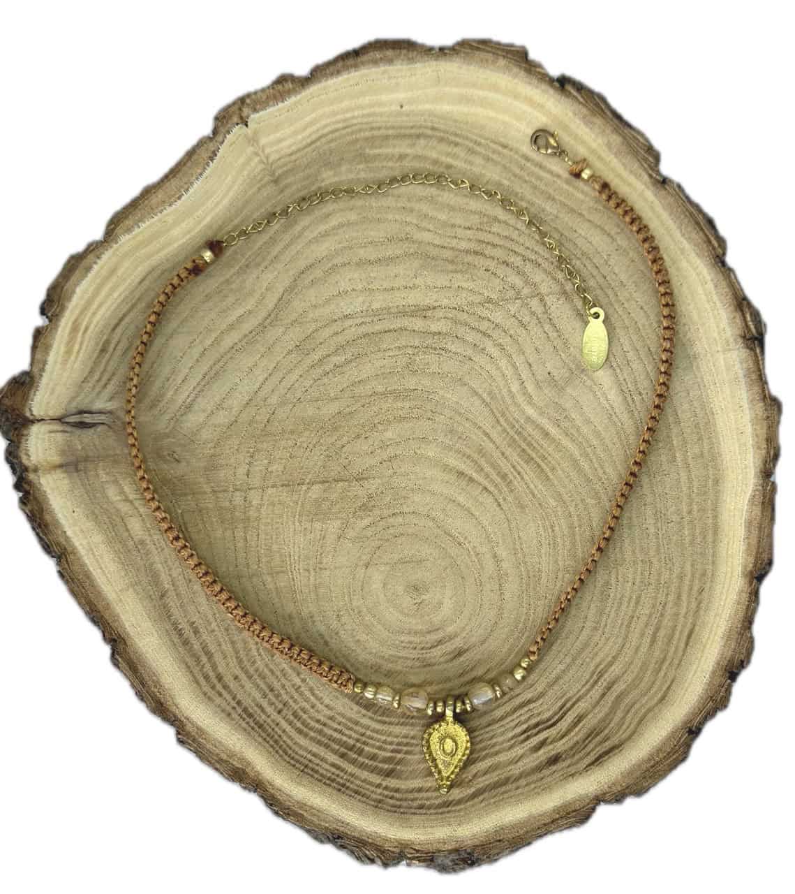 Makramee Choker "Sue Caramel" mit dem Halbedelstein Citrin