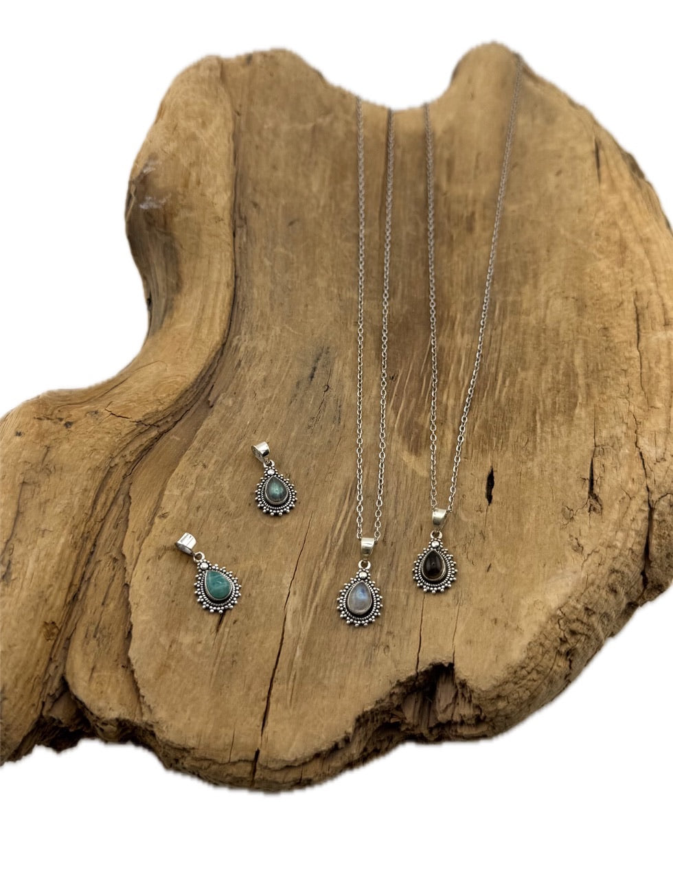 Mira Silver Necklace with Semi-Precious Stone