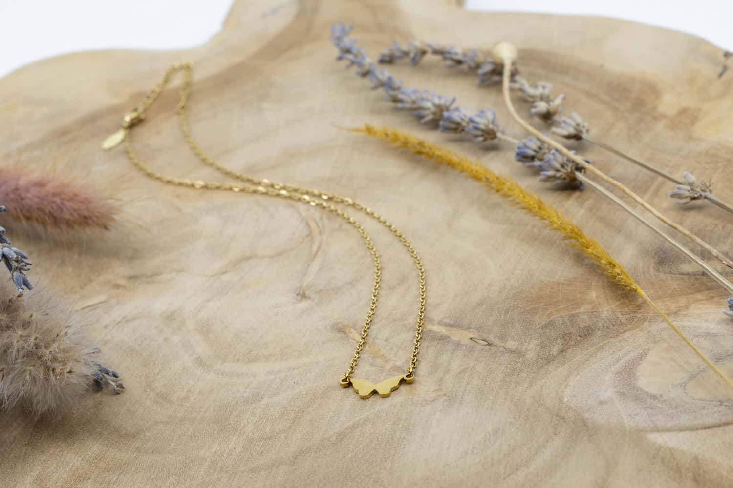 Halskette Butterfly aus rostfreiem Stahl in Gold