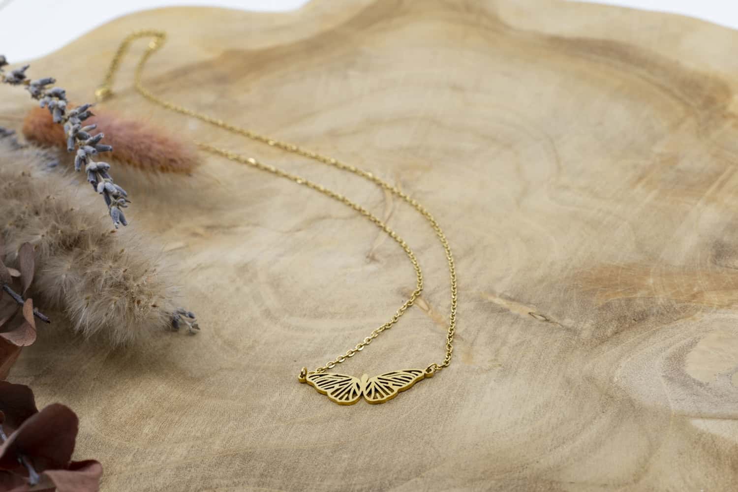 Halskette Butterfly aus rostfreiem Stahl in Gold
