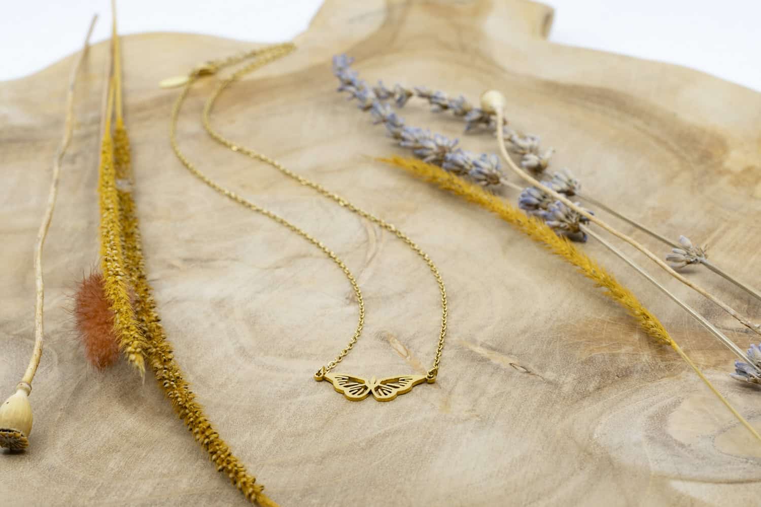 Halskette Butterfly aus rostfreiem Stahl in Gold