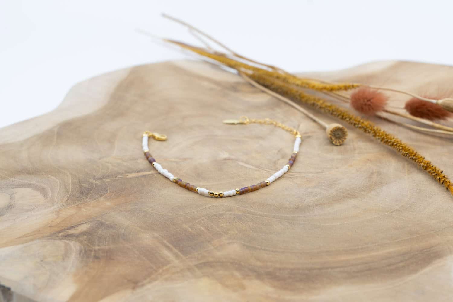 Armband Messing vergoldet mit verschiedenen Rocailles Perlen
