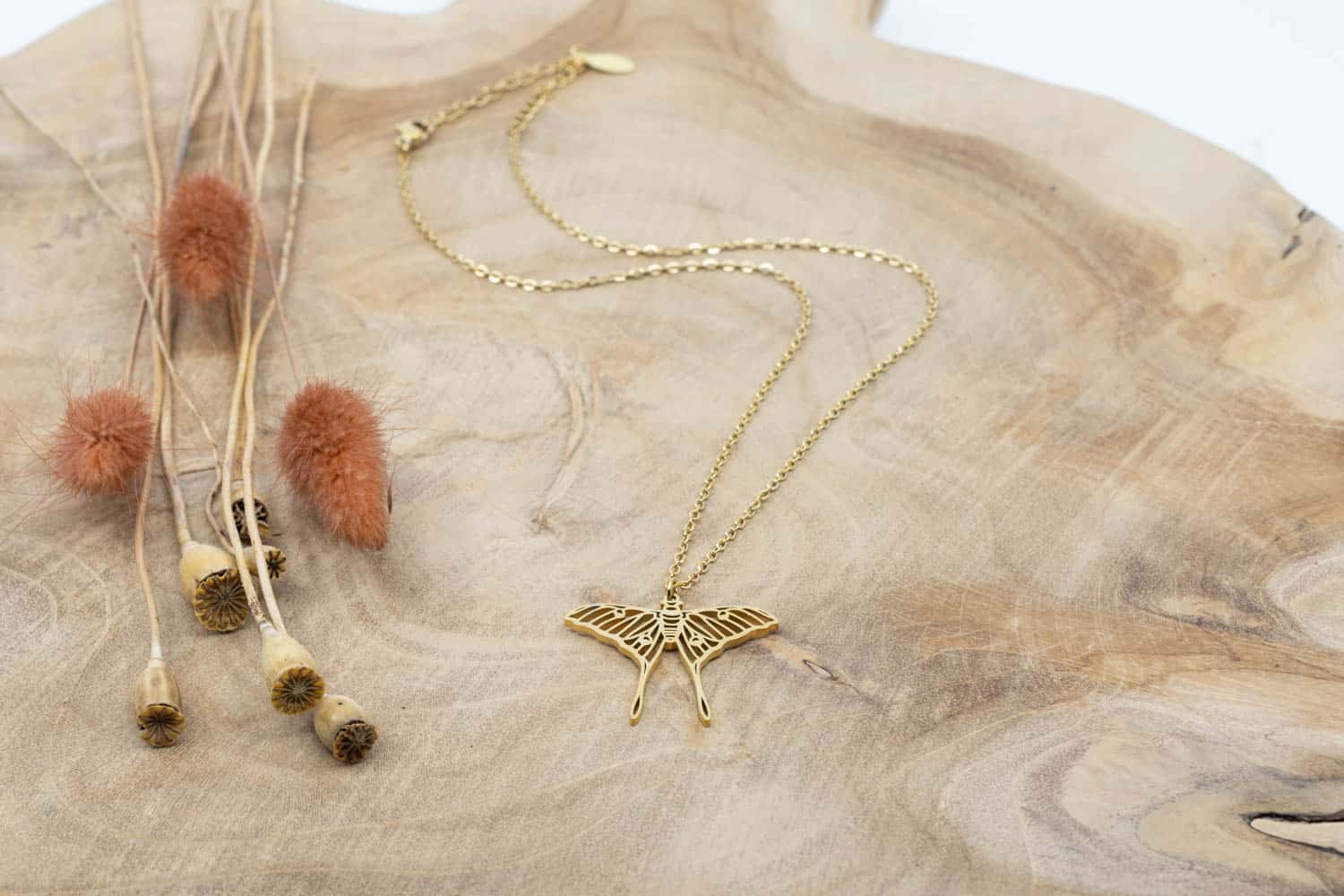Halskette Butterfly aus rostfreiem Stahl in Gold