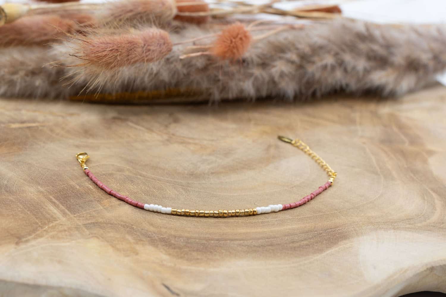 Armband Messing vergoldet mit verschiedenen Rocailles Perlen