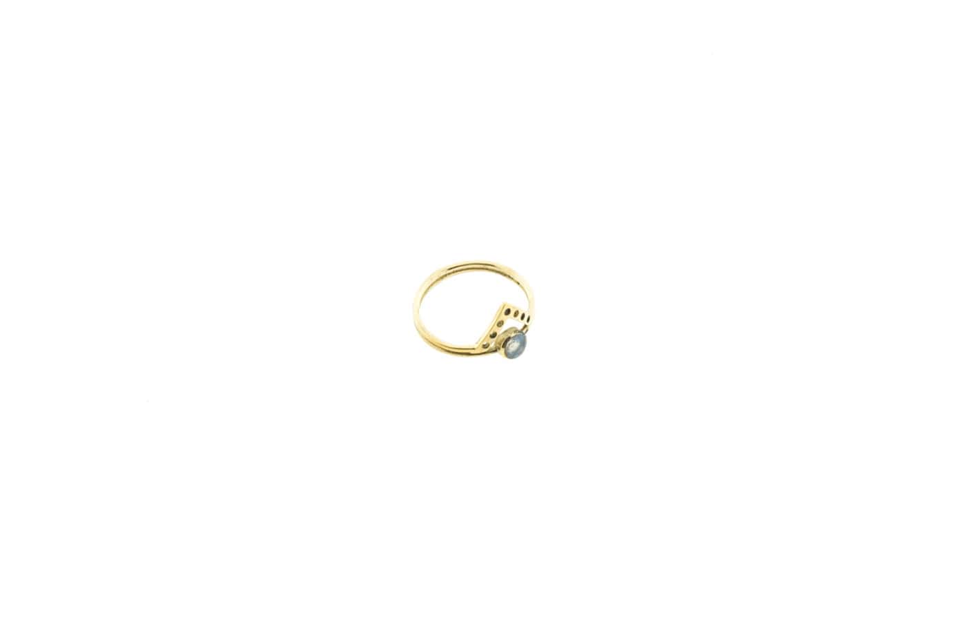 Fingerring aus nickelfreiem Messing mit Labradorit und Mondstein
