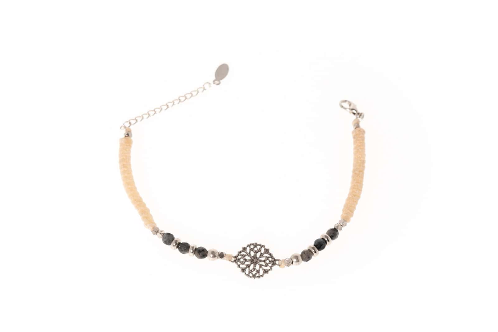 Armband Ziva mit Larvikit versilbert