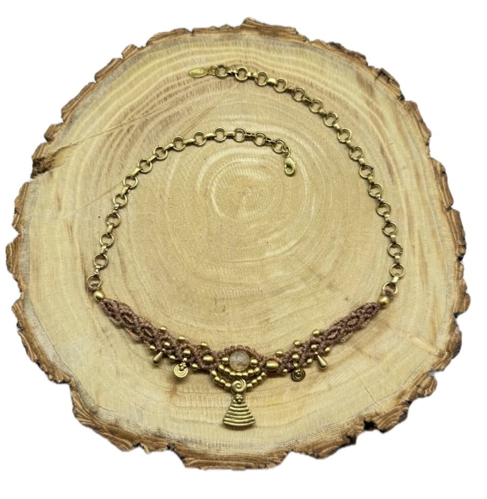 Makramee Choker "Ayla Sand" mit dem Halbedelstein Citrin