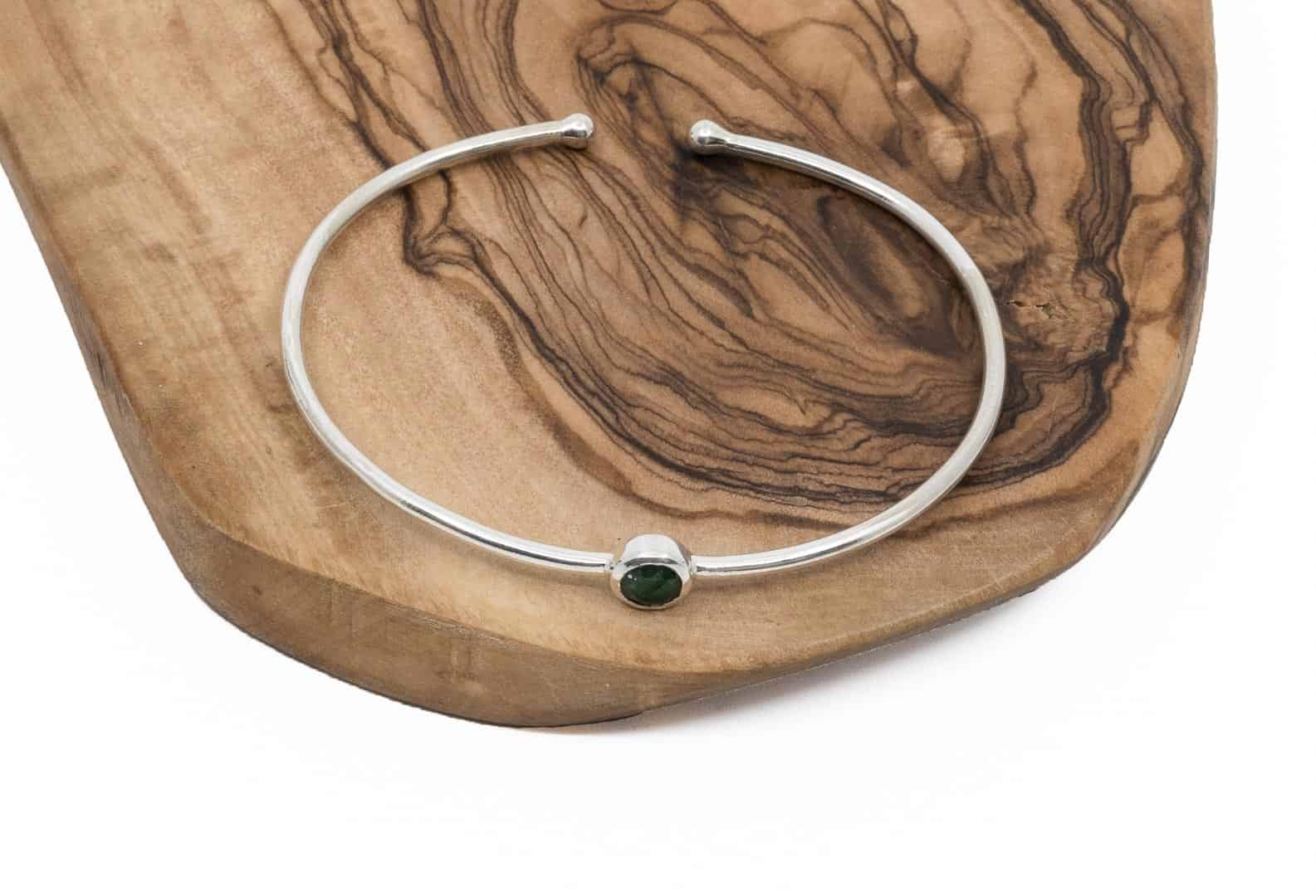 Bangle Silber 925 (Sterling Silber) mit Halbedelstein Aventurin