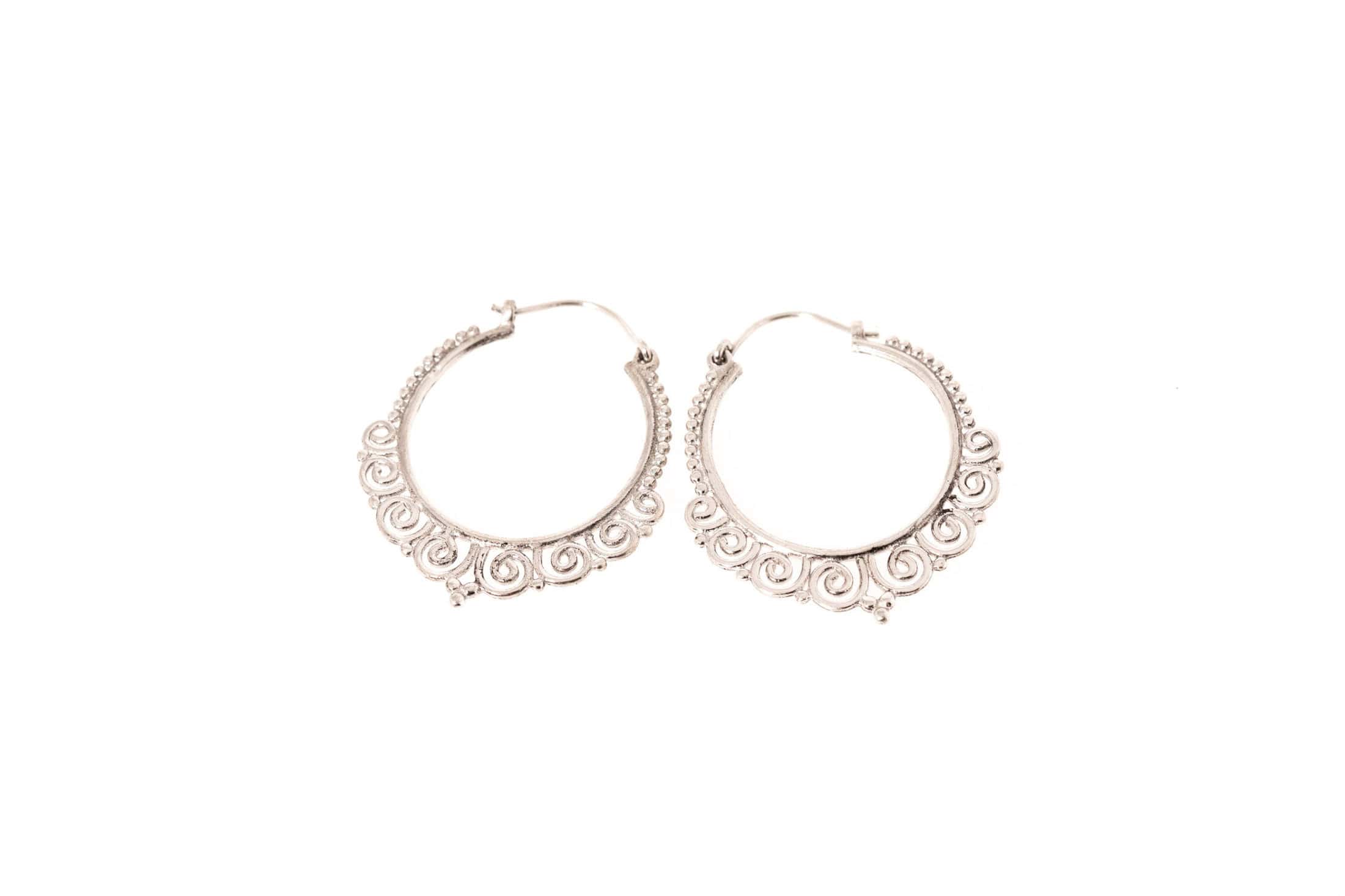Silber Creolen mit Ornamentmuster