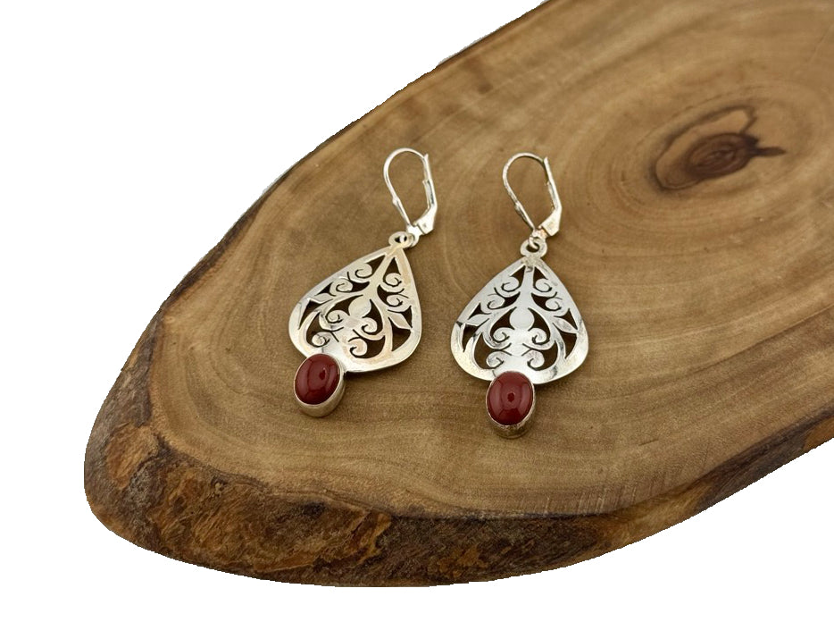 Silber Ohrringe roter Jaspis