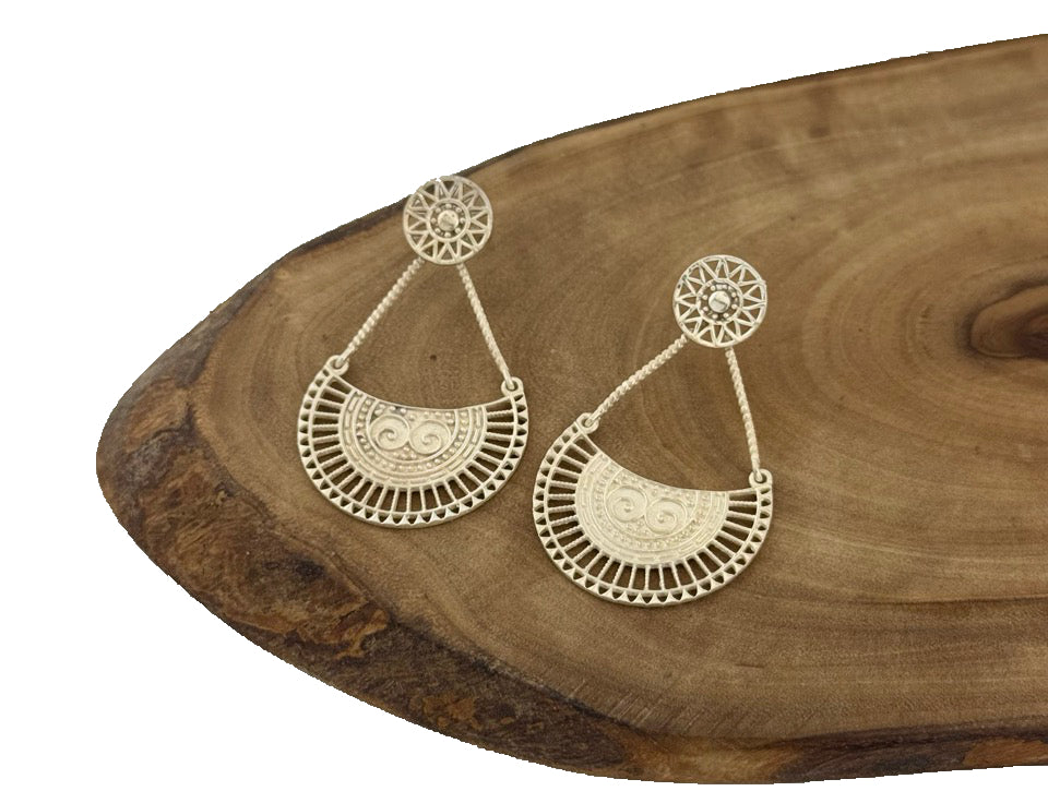 Statement Ohrringe aus 925 Silber mit Tribal Muster – Ethno trifft Eleganz