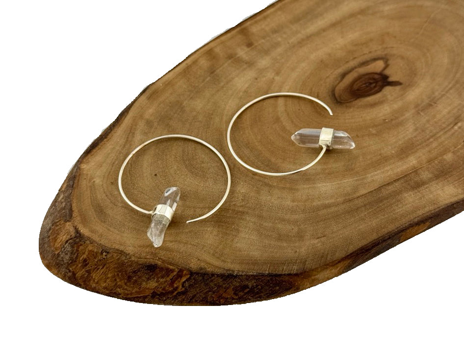 Silber Ohrringe mit Bergkristall