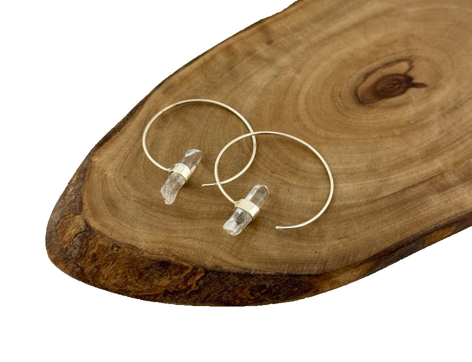 Silber Ohrringe mit Bergkristall