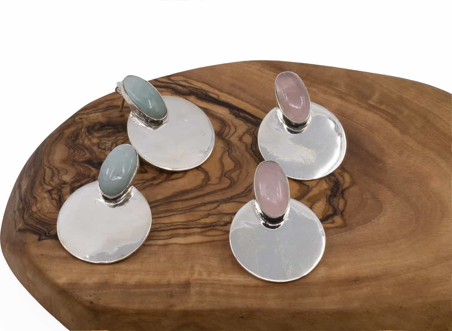 Ohrring Niva Silber 925 mit Amazonit oder Rosenquarz