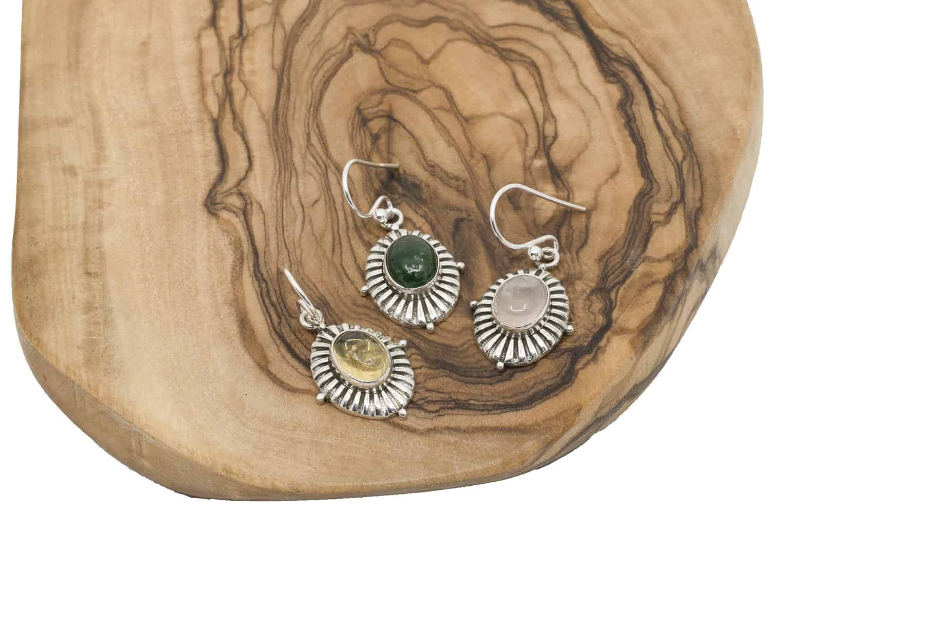 Silberohrring mit Edelstein in 3 Varianten