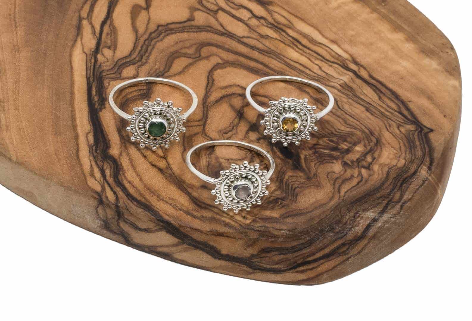 Ring Silber 925 (Sterling Silber) mit Halbedelstein Aventurin/Citrin/Rosenquarz
